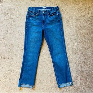 Good American Distressed Hem Cropped Jeans